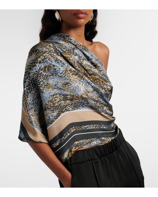 Christopher Esber Gray Snake-Print Silk Scarf
