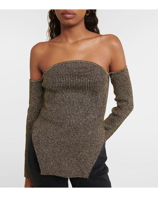 Khaite Green Maria Off-Shoulder Top