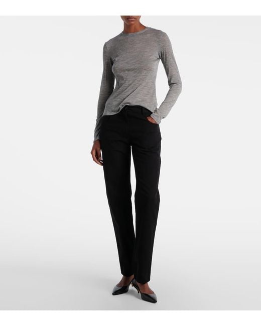 The Row Gray Iverness Knitted Cashmere Top