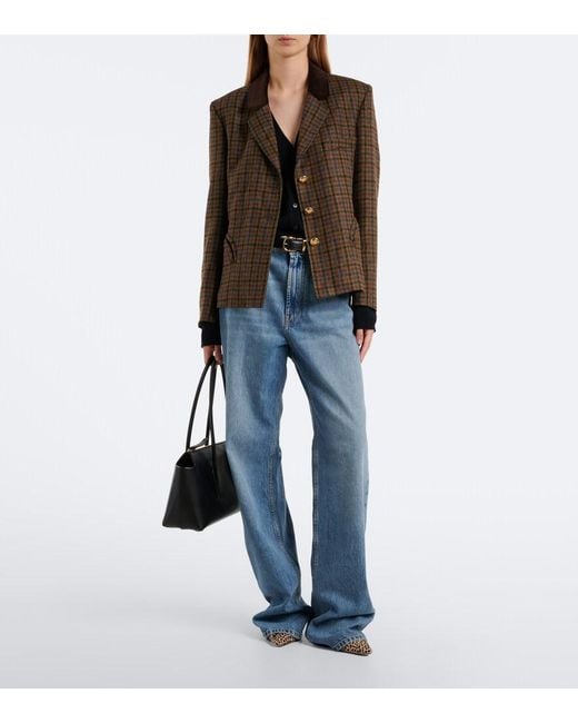Blazé Milano Brown Amandira Shelley Checked Virgin Wool Blazer
