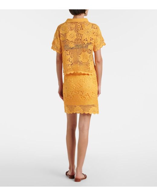 Jonathan Simkhai Yellow Agnes Floral Crochet Cotton Miniskirt
