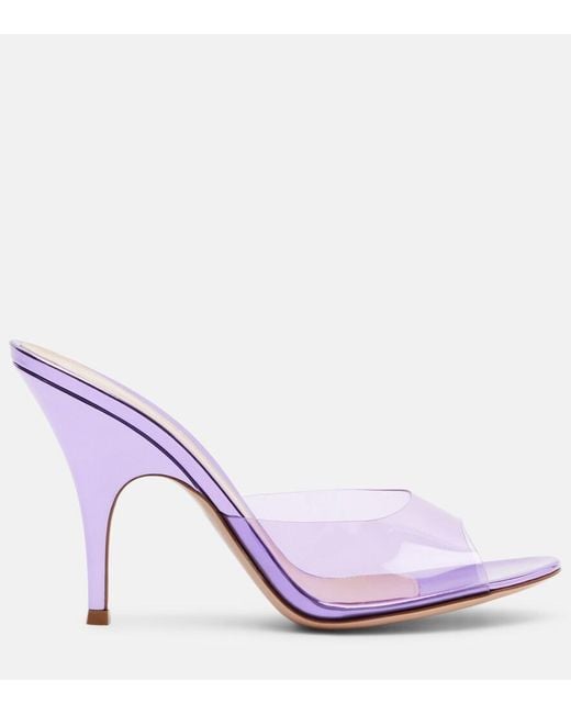 Gianvito Rossi Pink Sofia Leather-Trimmed Pvc Mules