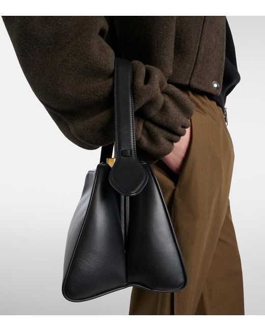 Khaite Black Cate Leather Top-Handle Bag