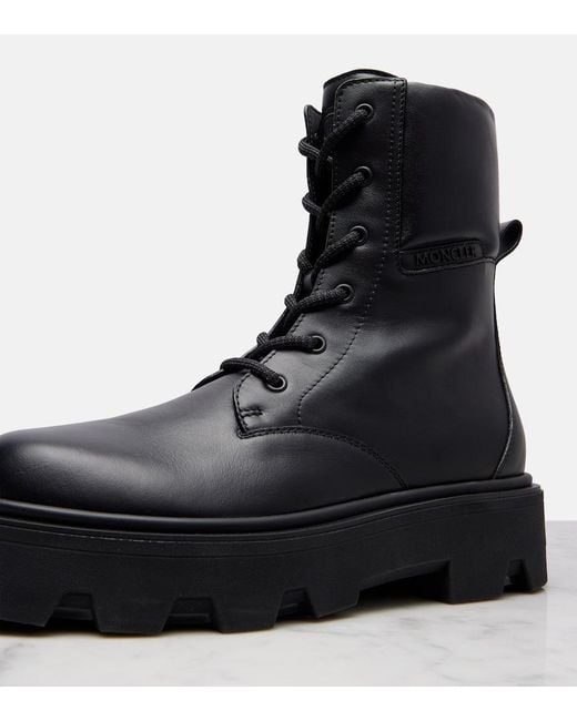 Moncler Black Schnuerstiefel Aurea Aus Leder