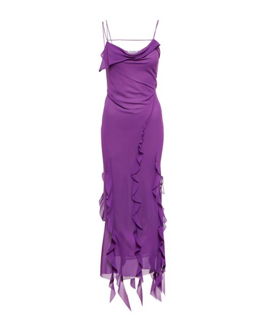 Acne Purple Ruffle-trimmed Slip Dress