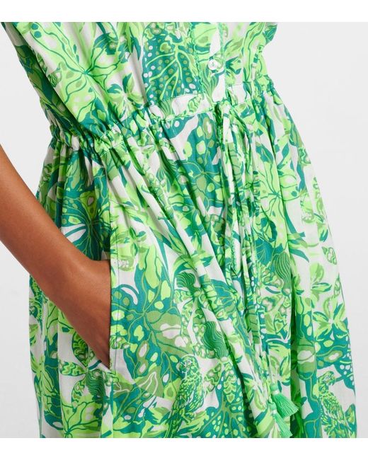 Poupette Green Mya Printed Halterneck Maxi Dress