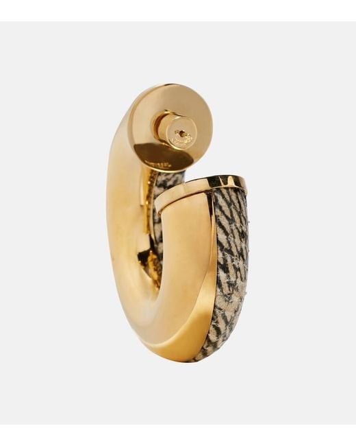 Jacquemus Metallic The Mojave Snake-Effect Hoop Earrings