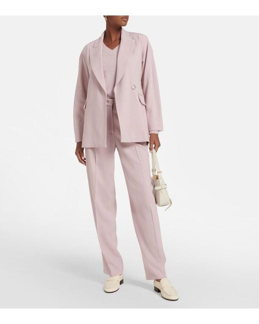 Joseph Pink Wells Belted Wool-Blend Blazer