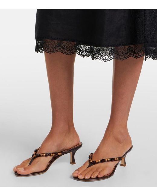 Staud Black Amalina Lace-Trimmed Linen Midi Dress