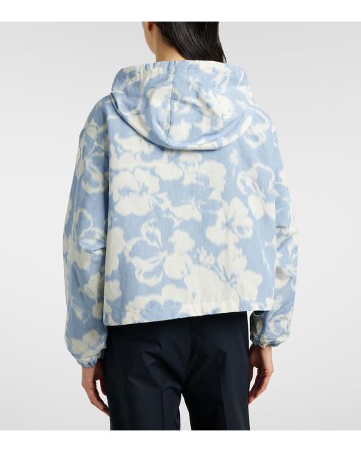 Moncler Blue Noisetier Floral Hooded Jacket