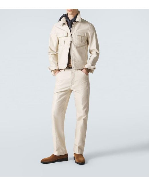 Tom Ford Natural Cotton Satin Straight Pants for men