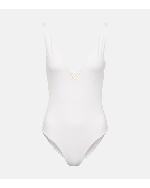 Valentino White Logo Swimsuit