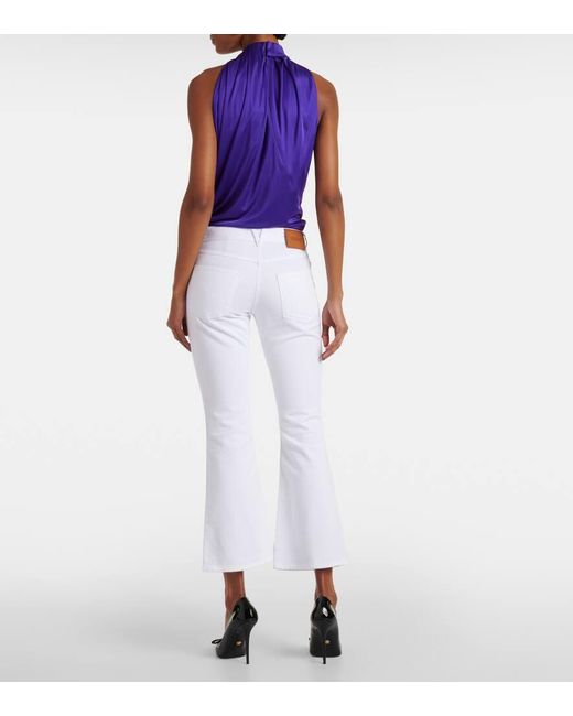 Versace White Verzierte Low-Rise Flared Jeans