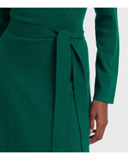 Diane von Furstenberg Green Astrid Wool And Cashmere Wrap Dress