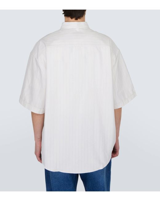 AMI White Pinstriped Logo Cotton Shirt for men