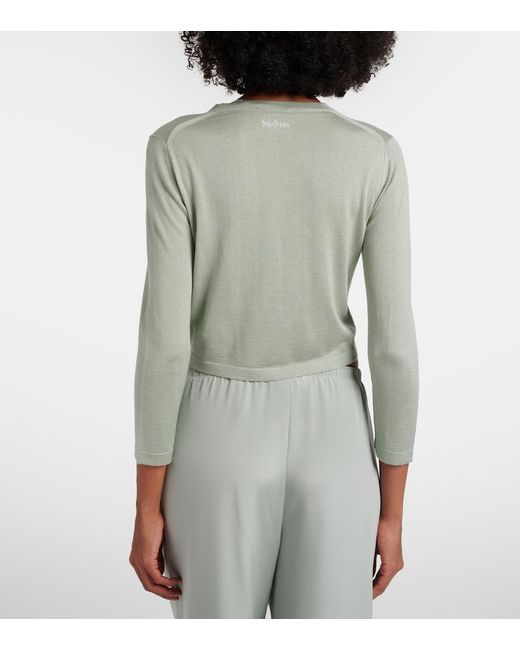 Max Mara Green Faretra Silk And Cashmere Cardigan
