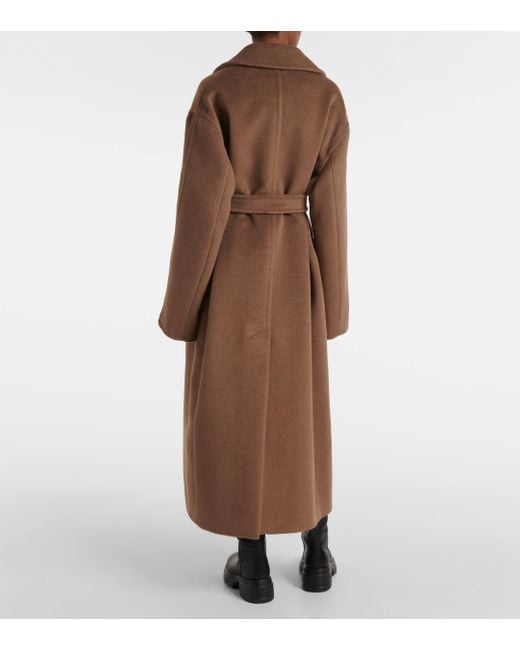 Max Mara Brown Fragore Wool And Cashmere-blend Wrap Coat