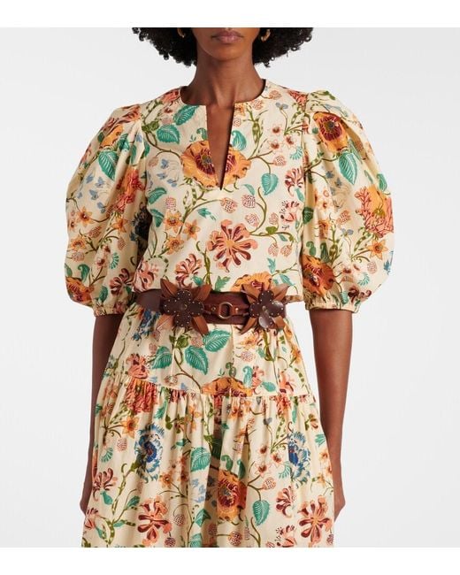 Ulla Johnson Metallic Florielle Floral Cotton Top