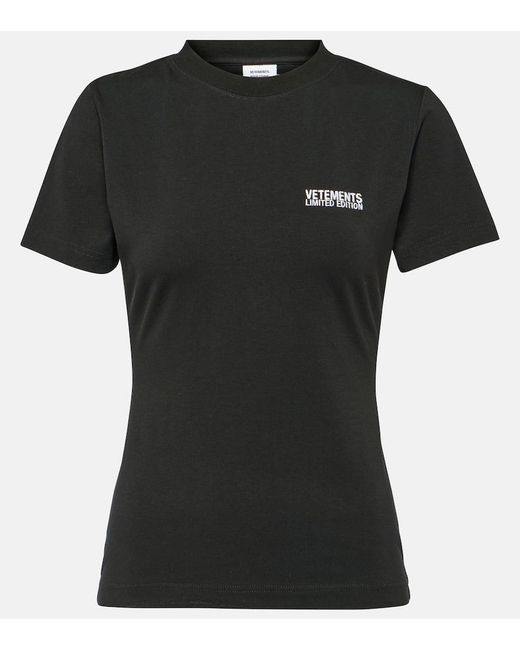 T-shirt in jersey di misto cotone di Vetements in Black