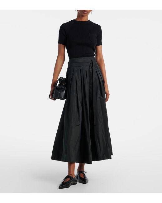 Max Mara Black Berlino Ribbed-Knit Cotton Top