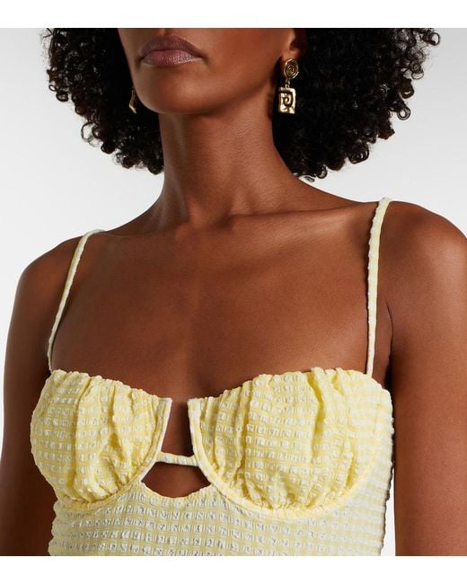 Montce Yellow Petal Gingham Minidress