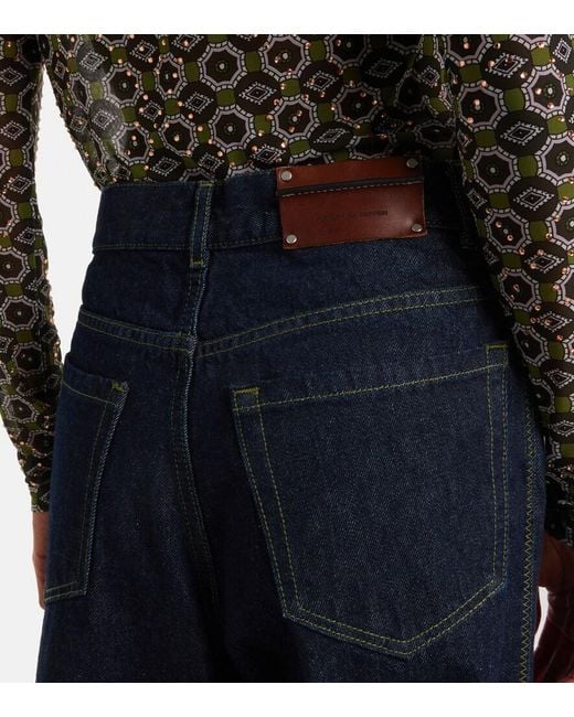 Dries Van Noten Blue High-Rise Wide-Leg Jeans