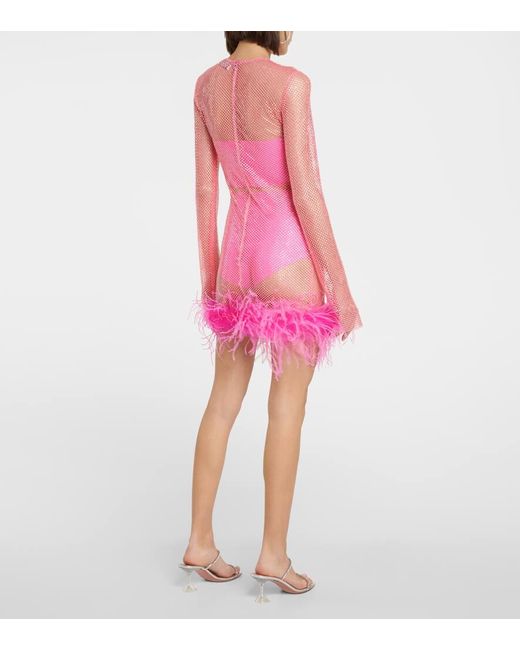 GIUSEPPE DI MORABITO Pink Verziertes Minikleid Mit Federn