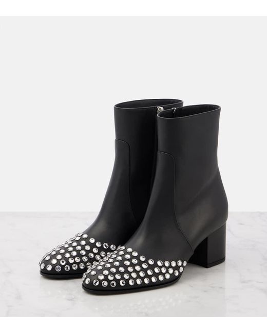 Alaïa Black 60 Embellished Leather Ankle Boots