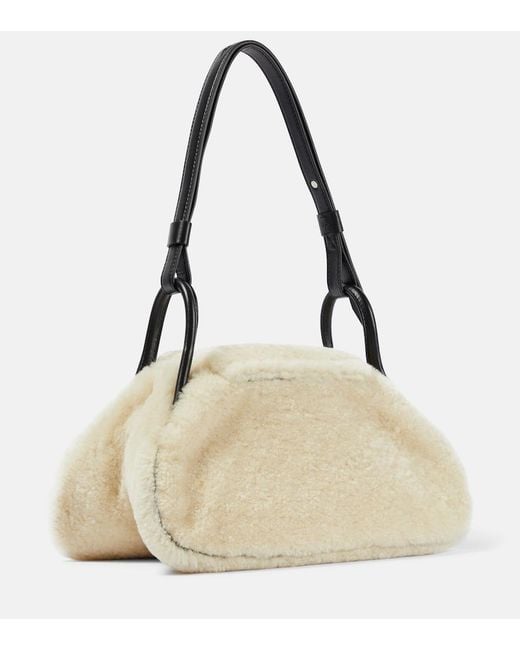 AMINA MUADDI Natural Gemini Small Shearling Shoulder Bag