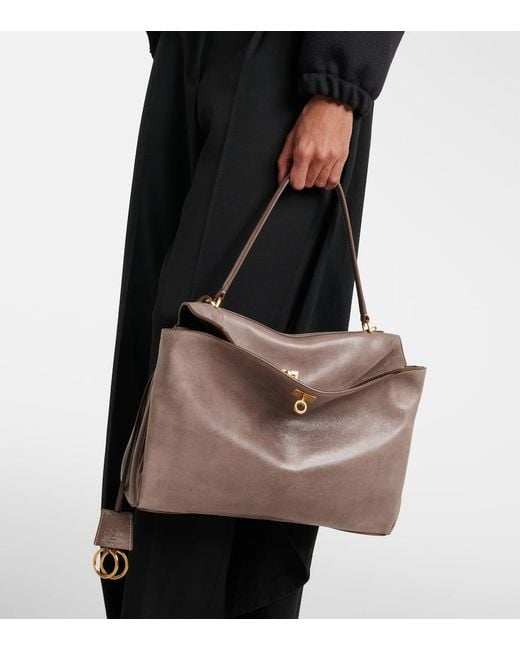 Balenciaga Brown Rodeo Medium Leather Shoulder Bag