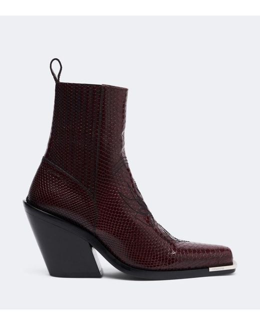 Rabanne Brown Snake-Effect Leather Cowboy Boots