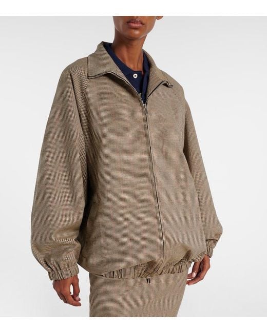 Frankie Shop Brown Baxter Houndstooth Blouson Jacket