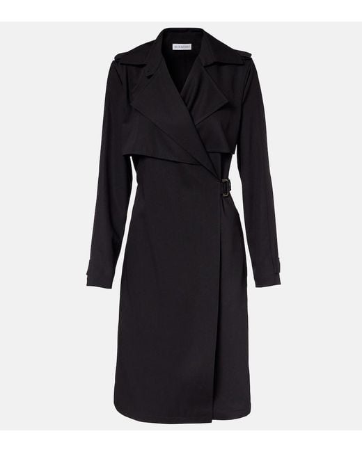 Burberry Black Belted Wool Wrap Dress