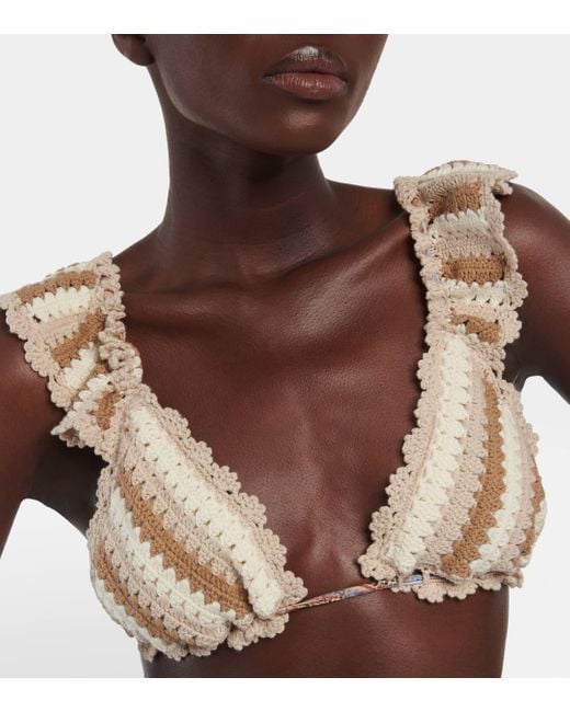 Zimmermann White Devi Printed Crochet Bikini