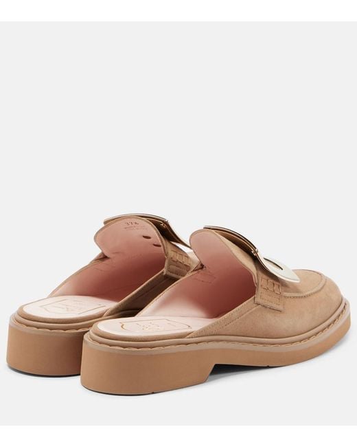 Roger Vivier Brown Viv' Rangers Suede Mules