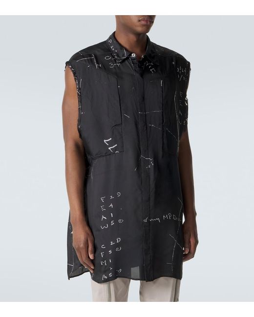 Rick Owens Black Jumbo Printed Shirt for men