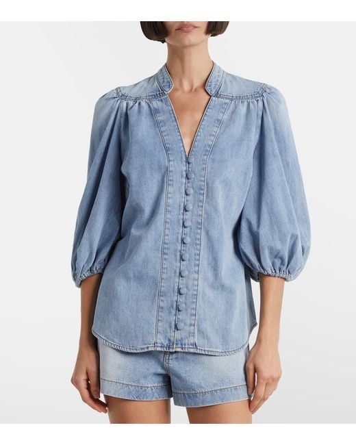 Blusa Di Jeans Lucky di Zimmermann in Blue