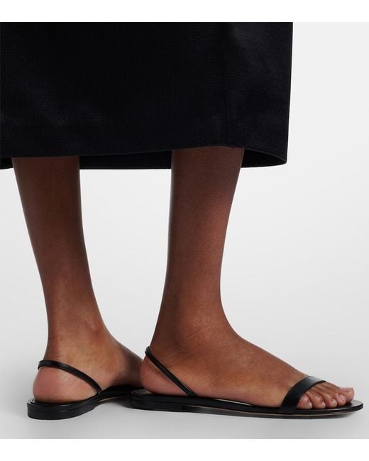 The Row Black Ella Leather Sandals