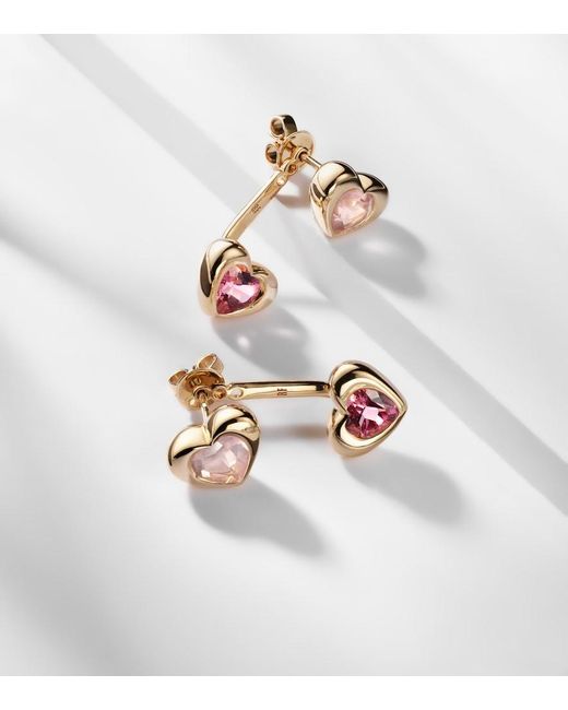 Roxanne First White 14Kt Earrings With Tourmaline And Rose Quartz