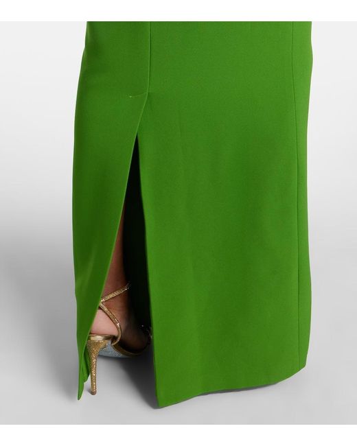 Safiyaa Green One-Shoulder Crepe Gown