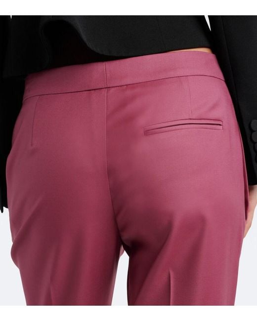 McQueen Red Wool Gaberdine Slim Pants