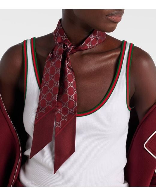 Gucci Red Tuch Gg Aus Seiden-Twill
