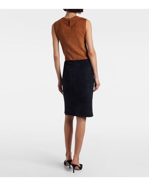 Stouls Blue Gin Suede Pencil Skirt