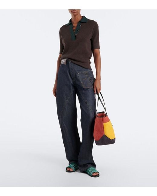 J.W. Anderson Yellow Anchor Striped Canvas Tote Bag