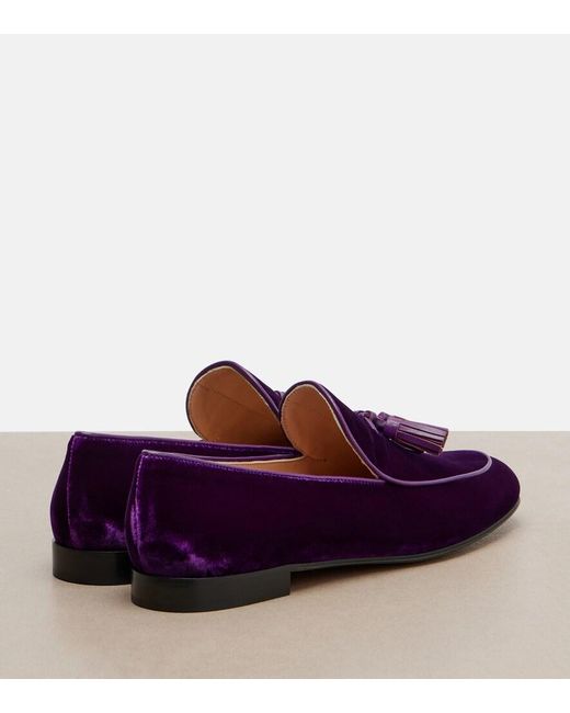 Gianvito Rossi Purple Tasseled Velvet Loafers