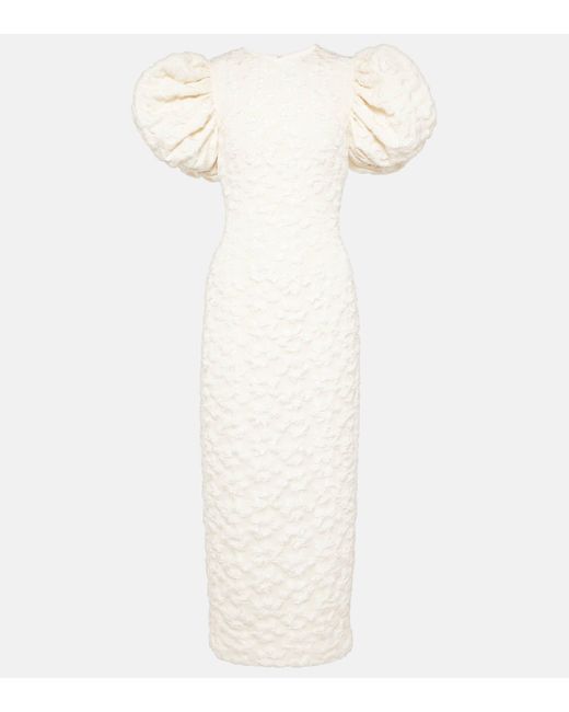 ROTATE BIRGER CHRISTENSEN White Patterned-jacquard Midi Bridal Dress