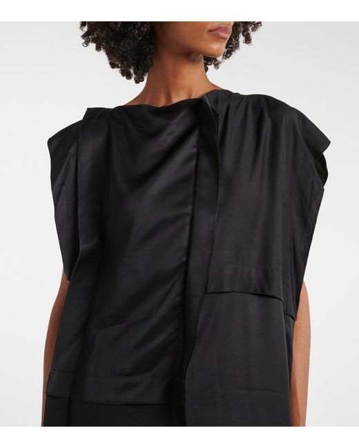 MM6 by Maison Margiela Black Gathered Midi Dress