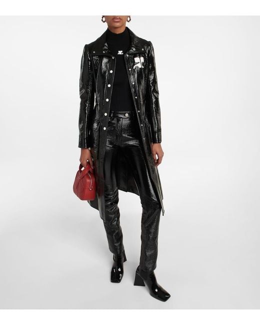 Courreges Black Logo Cotton-Blend Trench Coat