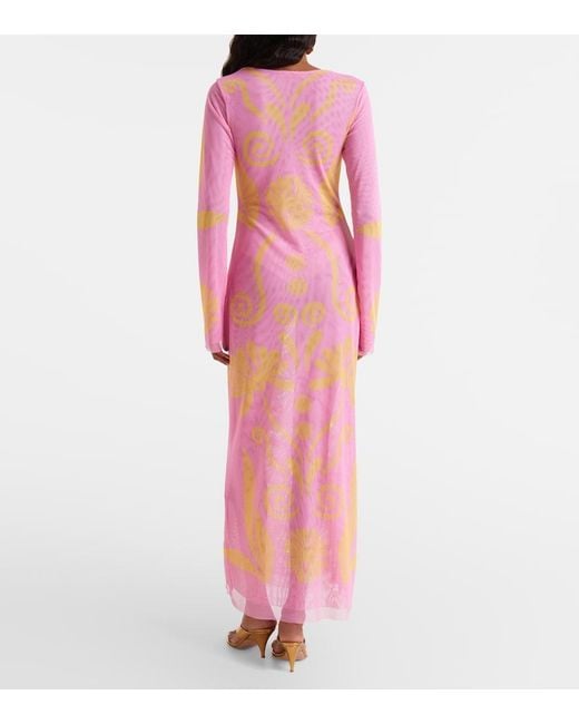 Cala De La Cruz Pink Tania Printed Maxi Dress