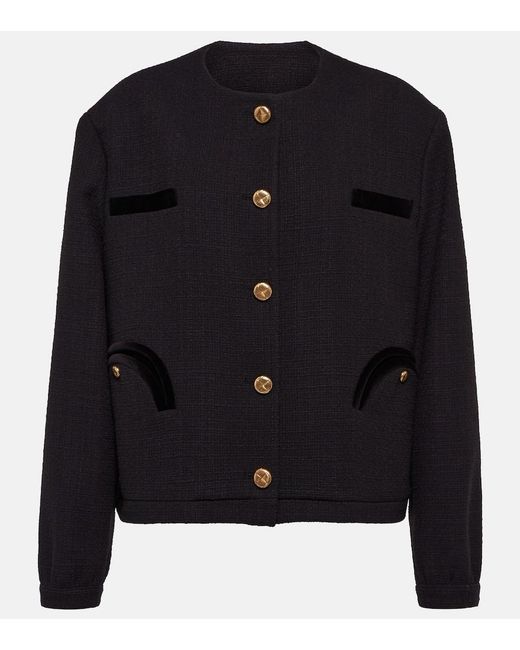 Blazé Milano Blue Gliss Cotton-Blend Boucle Jacket